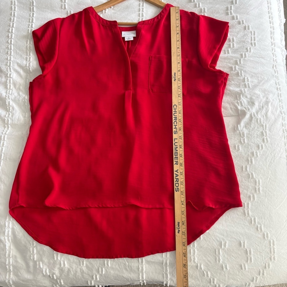Liz Claiborne Scarlet V-Neck Sheer Blouse - Picture 8 of 9